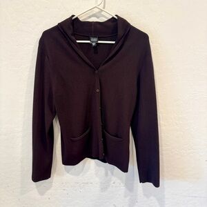 Eileen Fisher Brown Italian Knit Cardigan Sweater  Womens Large Old Money Luxury